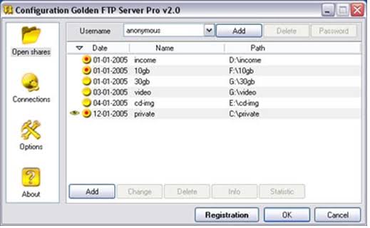 مميزات البرنامج برنامج Golden FTP server للكمبيوتر